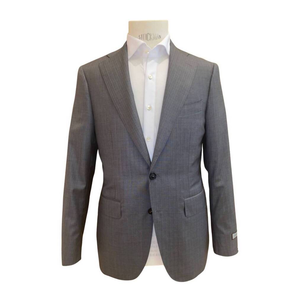 NEW CANALI men's herringbone suit in grey